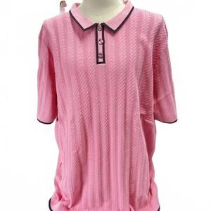 NEW PRESTIGE ORIGINAL men’s belair luxury short sleeve knit polo shirt in pink